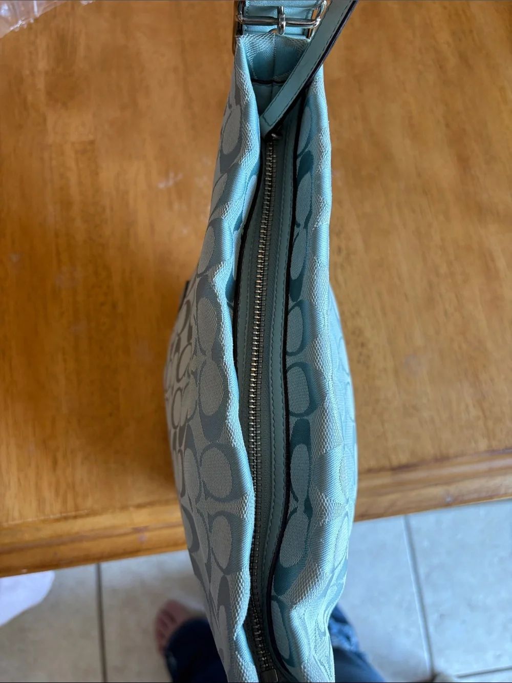 Coach 2006 Light Blue Signature Canvas Shoulder Bag